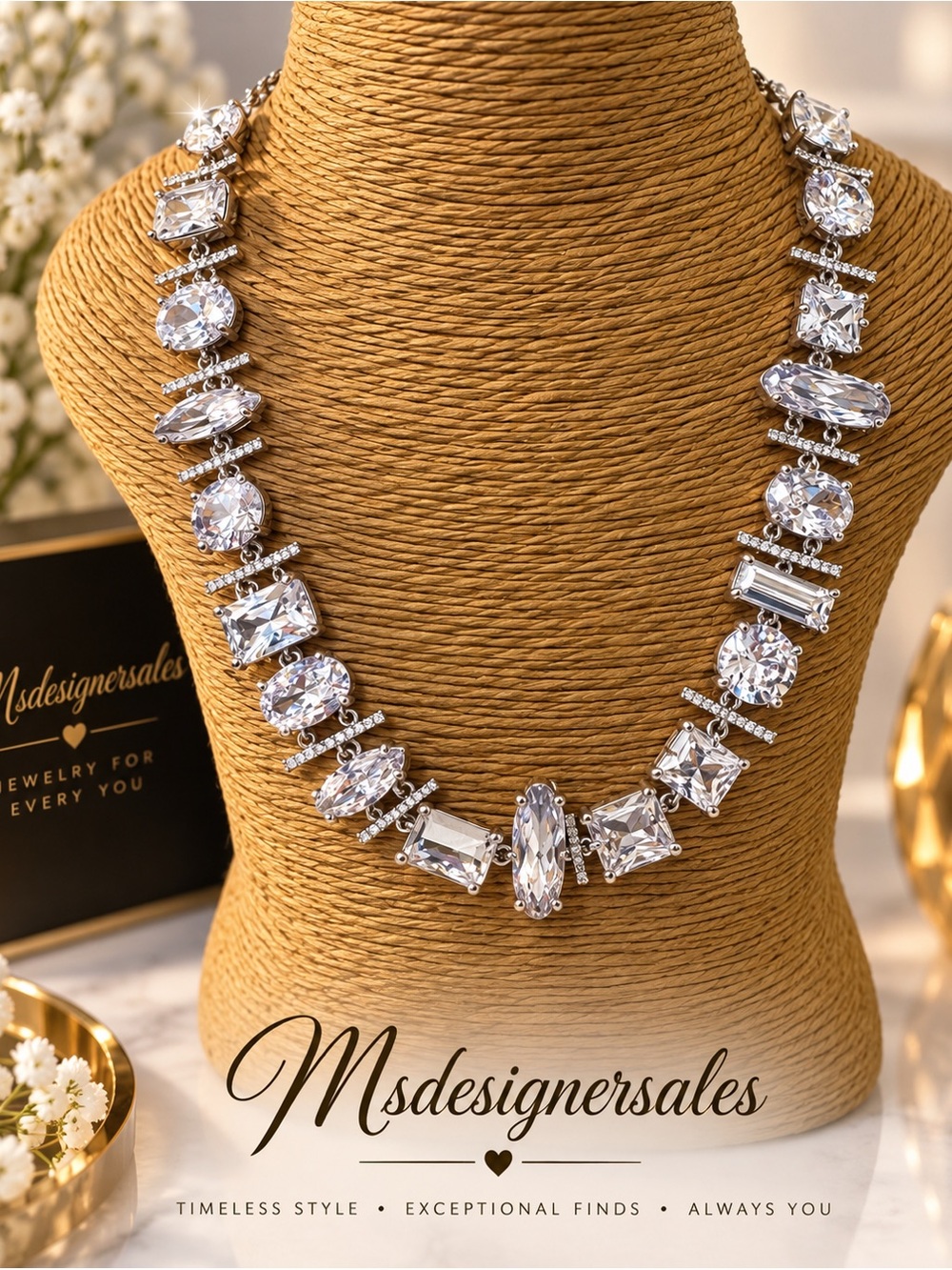 Silver Crystal Statement Necklace